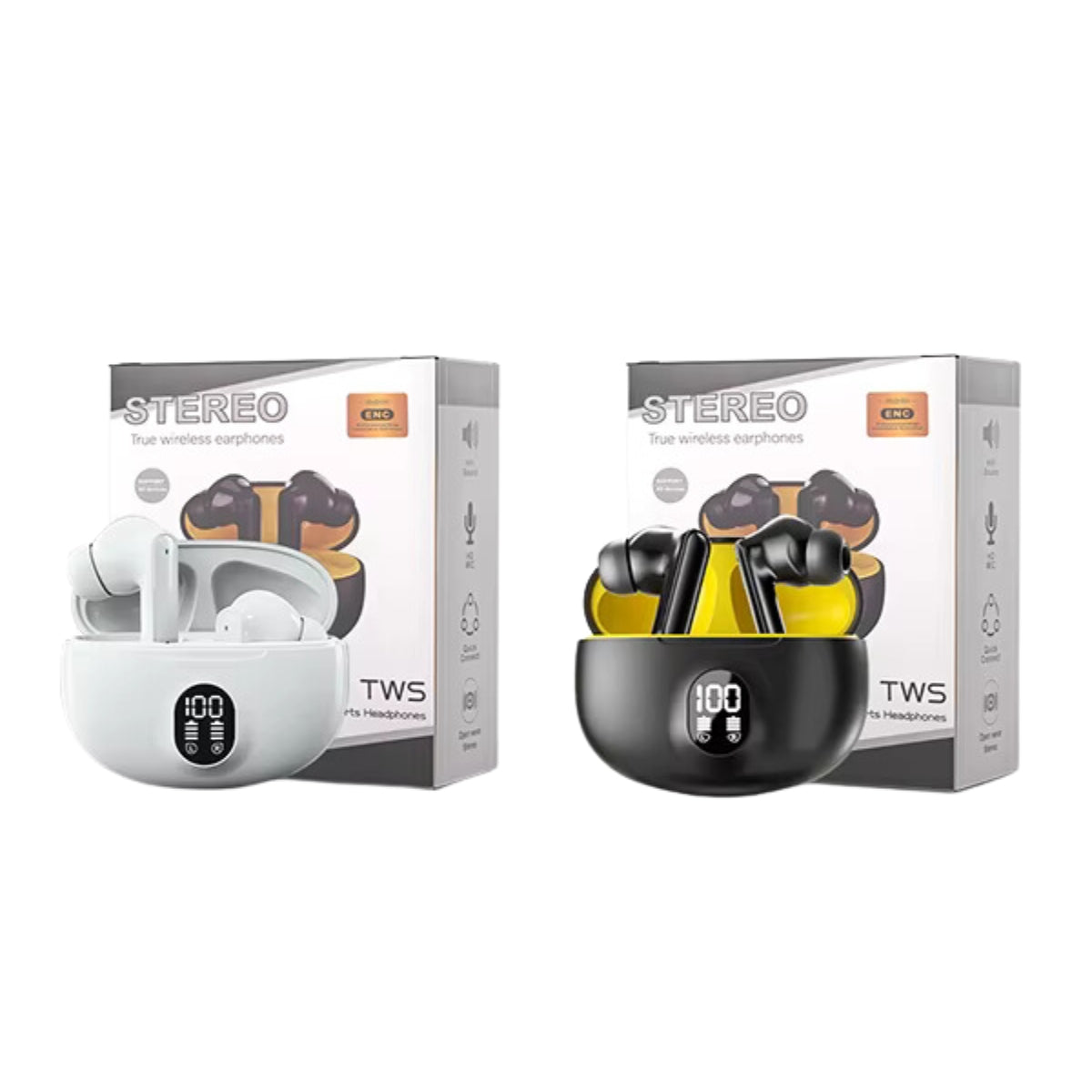 Stereo enc wireless earbuds
