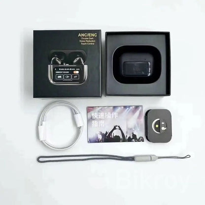 A9 pro airpods black Wireless Bluetooth Headphones ANC Noise Reduction Headset LED Touch Screen Earbuds