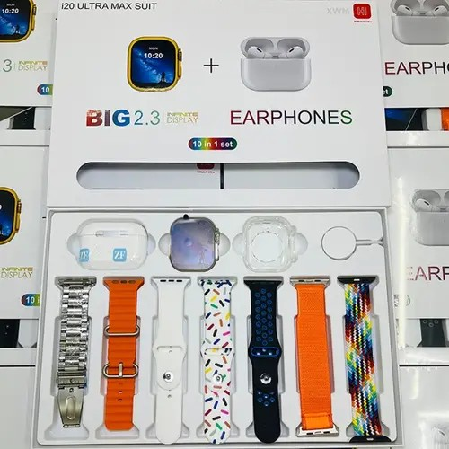 i20 smart watch ultra with earbuds and 7 straps